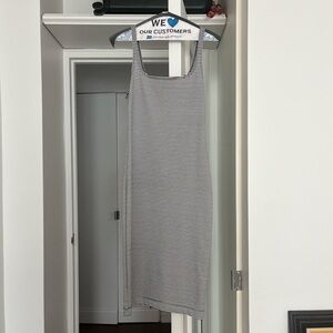 Bodycon Midi Black and White Striped Dress